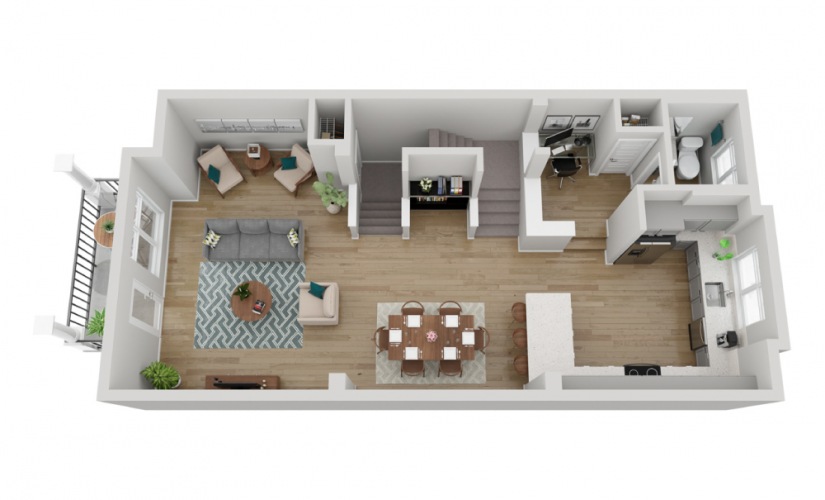 The Olympus - 2 bedroom floorplan layout with 2.5 bathrooms and 1617 square feet