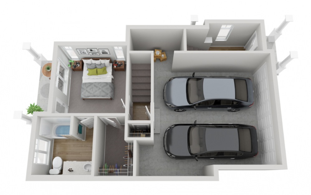 The Flora - 5 bedroom floorplan layout with 3.5 baths and 2061 square feet. (Floor 1)
