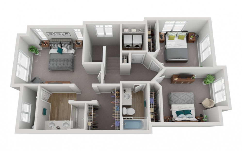 The Flora - 5 bedroom floorplan layout with 3.5 baths and 2061 square feet. (Floor 3)
